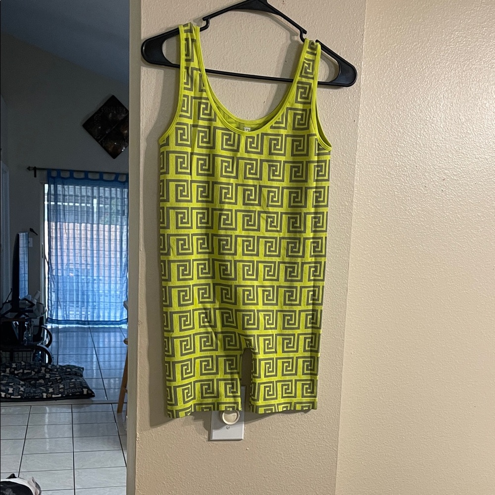 Geometric Patterned Jumpsuit - Neon Yellow
